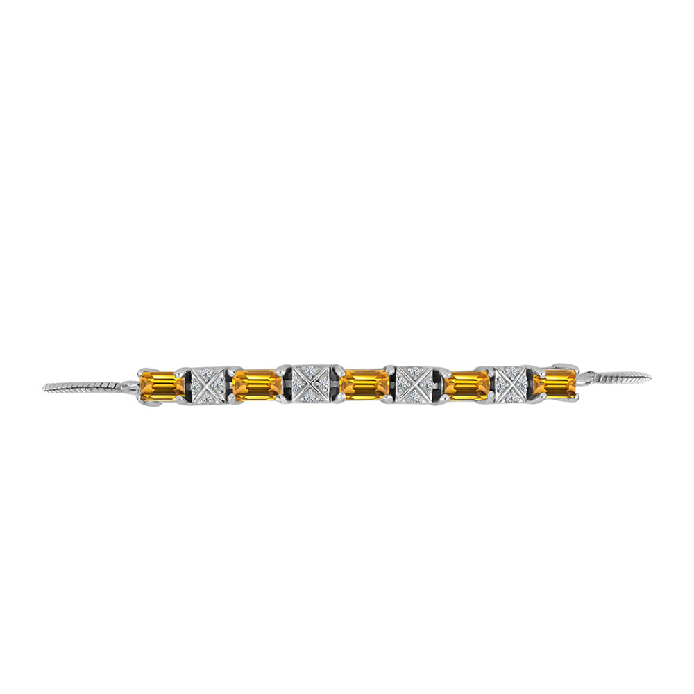 Pulsera de Plata con Topacio amarillo imperial y Topacio Blanco