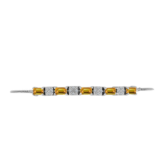 Pulsera de Plata con Topacio amarillo imperial y Topacio Blanco
