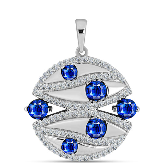 Colgante de Plata con Zafiro Azul Australiano y Topacio Blanco