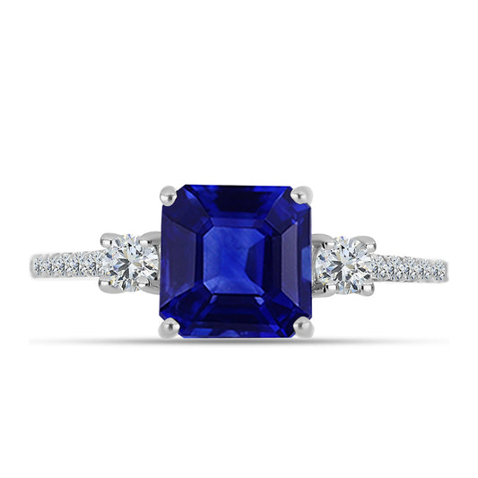 Anillo de Plata con Zafiro Azul Australiano y Topacio Blanco