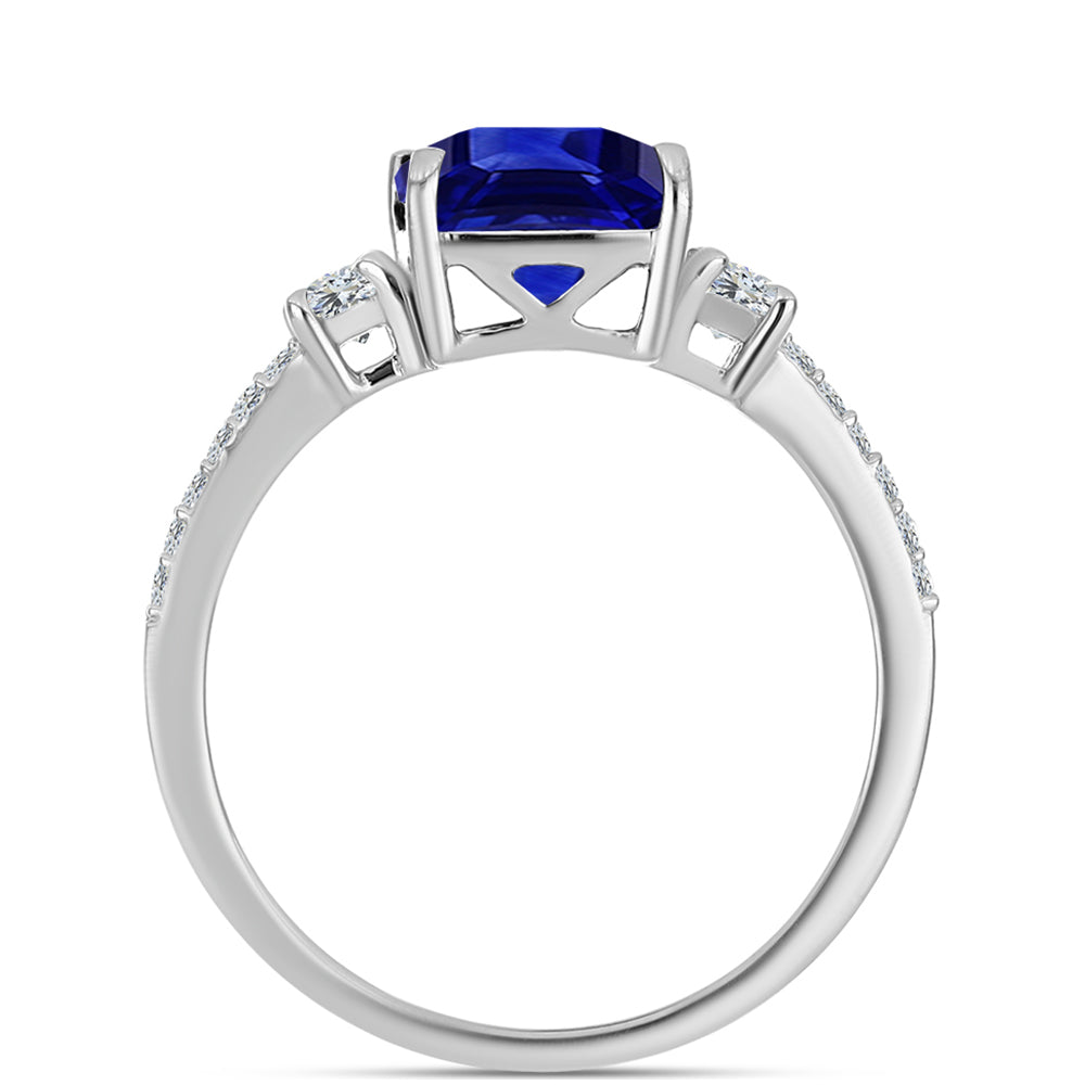 Anillo de Plata con Zafiro Azul Australiano y Topacio Blanco 2 