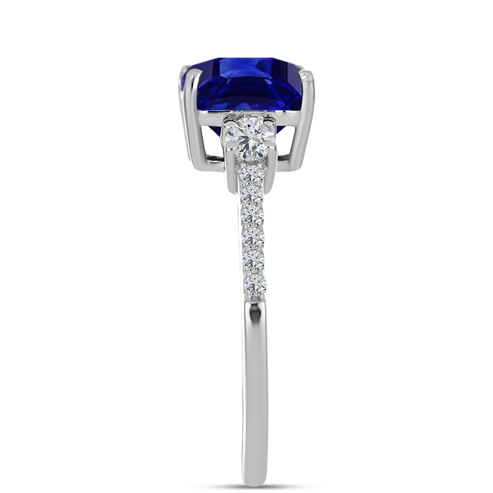 Anillo de Plata con Zafiro Azul Australiano y Topacio Blanco 4 