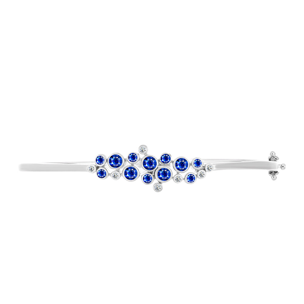 Brazalete de Plata con Zafiro Azul Australiano y Topacio Blanco 2 