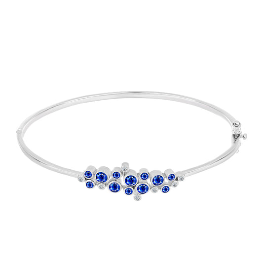 Brazalete de Plata con Zafiro Azul Australiano y Topacio Blanco