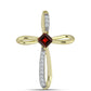 Cruz Colgante de Plata Bañada en Oro con Granate Barton y Topacio Blanco