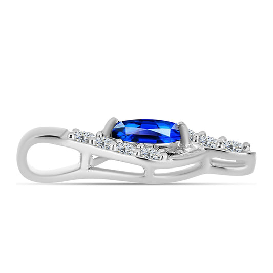 Colgante de Plata con Zafiro Azul Australiano y Topacio Blanco