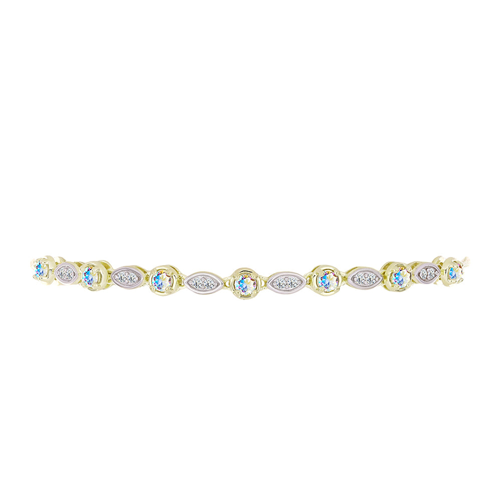 Pulsera de Plata Bañada en Oro con Moisanita hielo y Topacio Blanco 2 