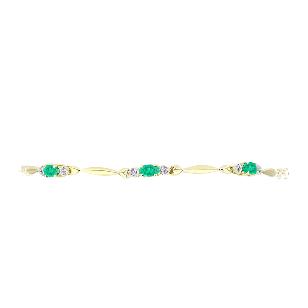 Pulsera de Plata Bañada en Oro con Esmeralda de Colombia y Diamante blanco 2 