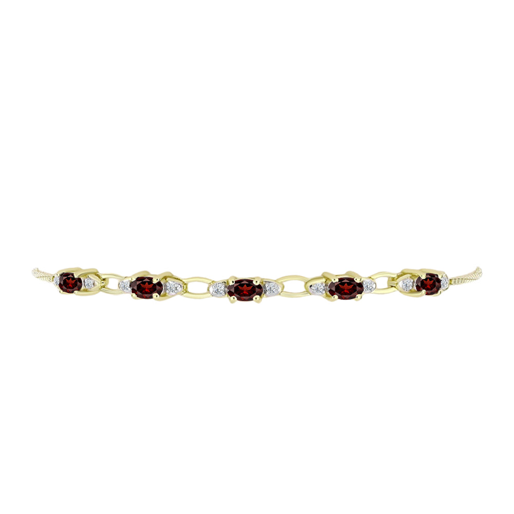 Pulsera de Plata Bañada en Oro con Granate Barton y Topacio Blanco 2 