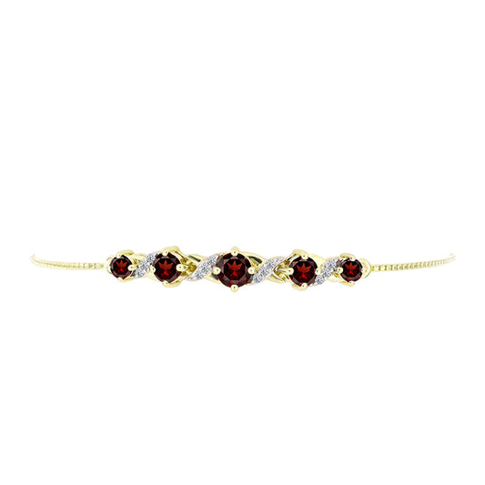 Pulsera de Plata Bañada en Oro con Granate Barton y Topacio Blanco