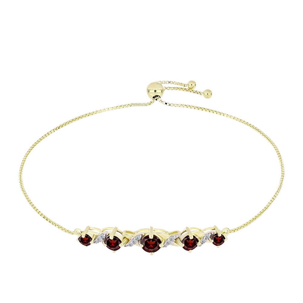 Pulsera de Plata Bañada en Oro con Granate Barton y Topacio Blanco