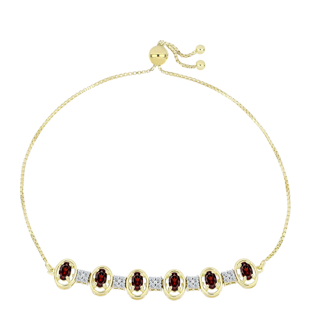 Pulsera de Plata Bañada en Oro con Granate Barton y Topacio Blanco 1 