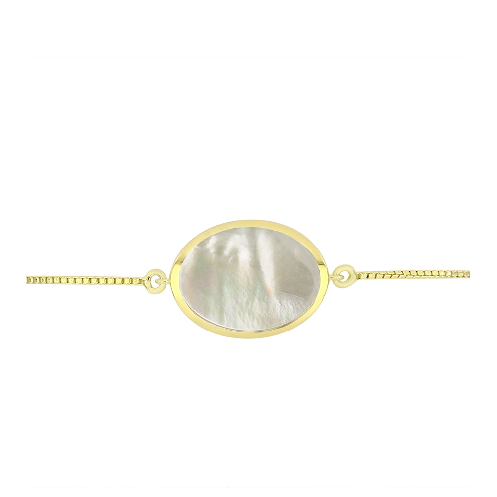 Pulsera de Plata Bañada en Oro con Madreperla