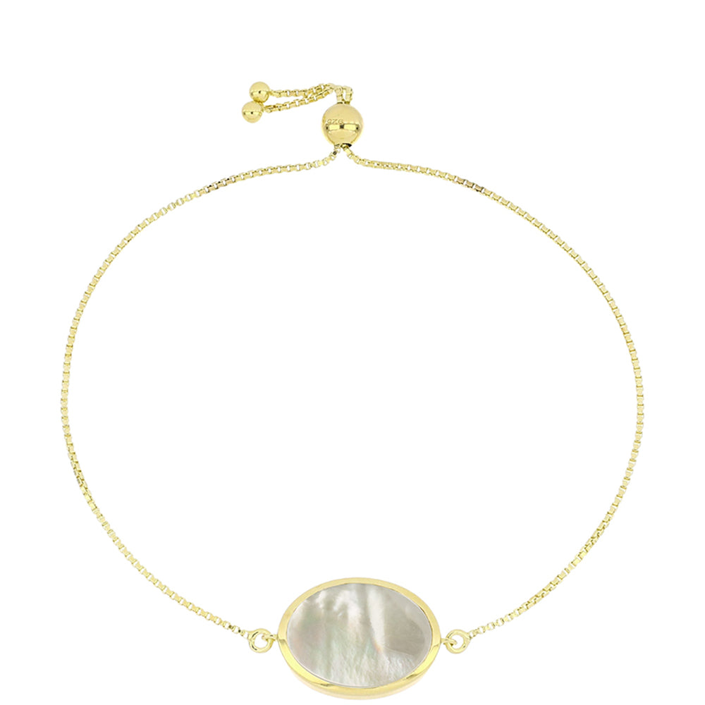 Pulsera de Plata Bañada en Oro con Madreperla