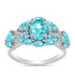 Anillo de Plata con Cuarzo Paraiba y Topacio Blanco