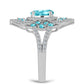 Anillo de Plata con Cuarzo Paraiba y Topacio Blanco