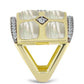 Anillo de Plata Bañada en Oro con Madreperla y Topacio Blanco