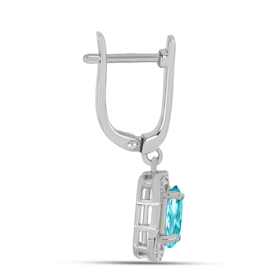 Pendientes de Plata con Cuarzo Paraiba y Topacio Blanco