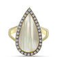Anillo de Plata Bañada en Oro con Madreperla y Topacio Blanco