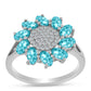 Anillo de Plata con Cuarzo Paraiba y Topacio Blanco