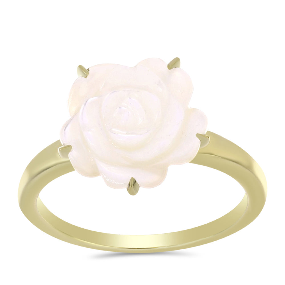 Anillo de Plata Bañada en Oro con Madreperla 3 
