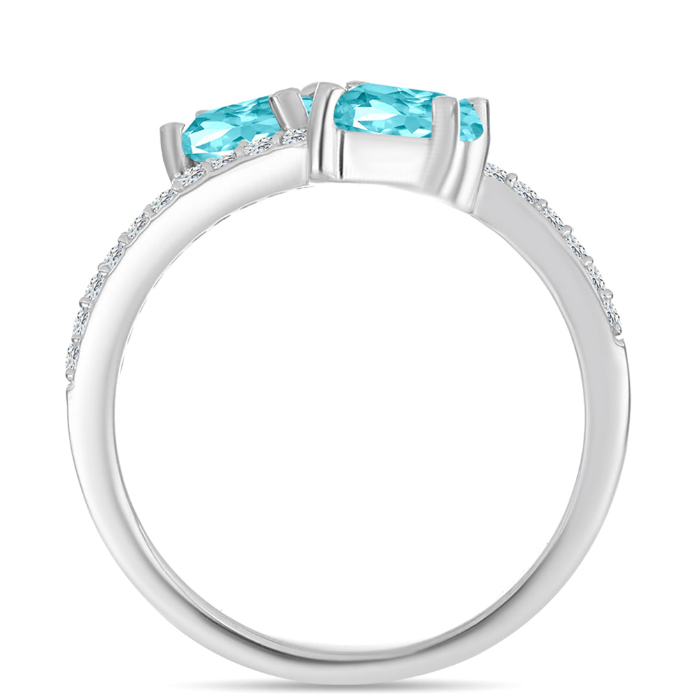 Anillo de Plata con Cuarzo Paraiba y Topacio Blanco