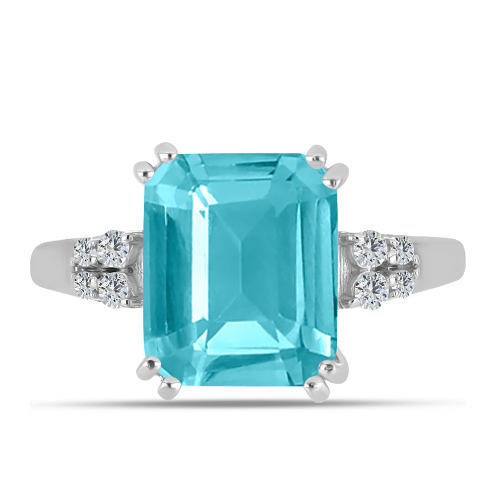 Anillo de Plata con Cuarzo Paraiba y Topacio Blanco 1 