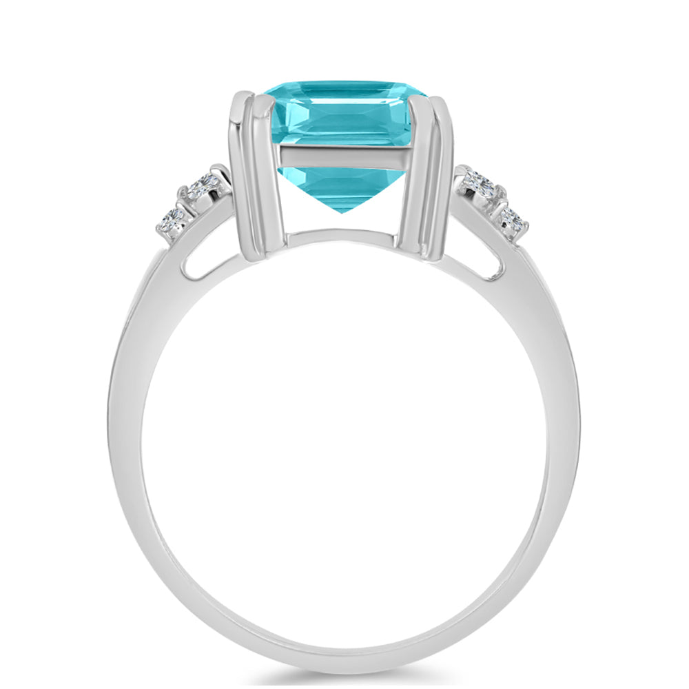 Anillo de Plata con Cuarzo Paraiba y Topacio Blanco 2 
