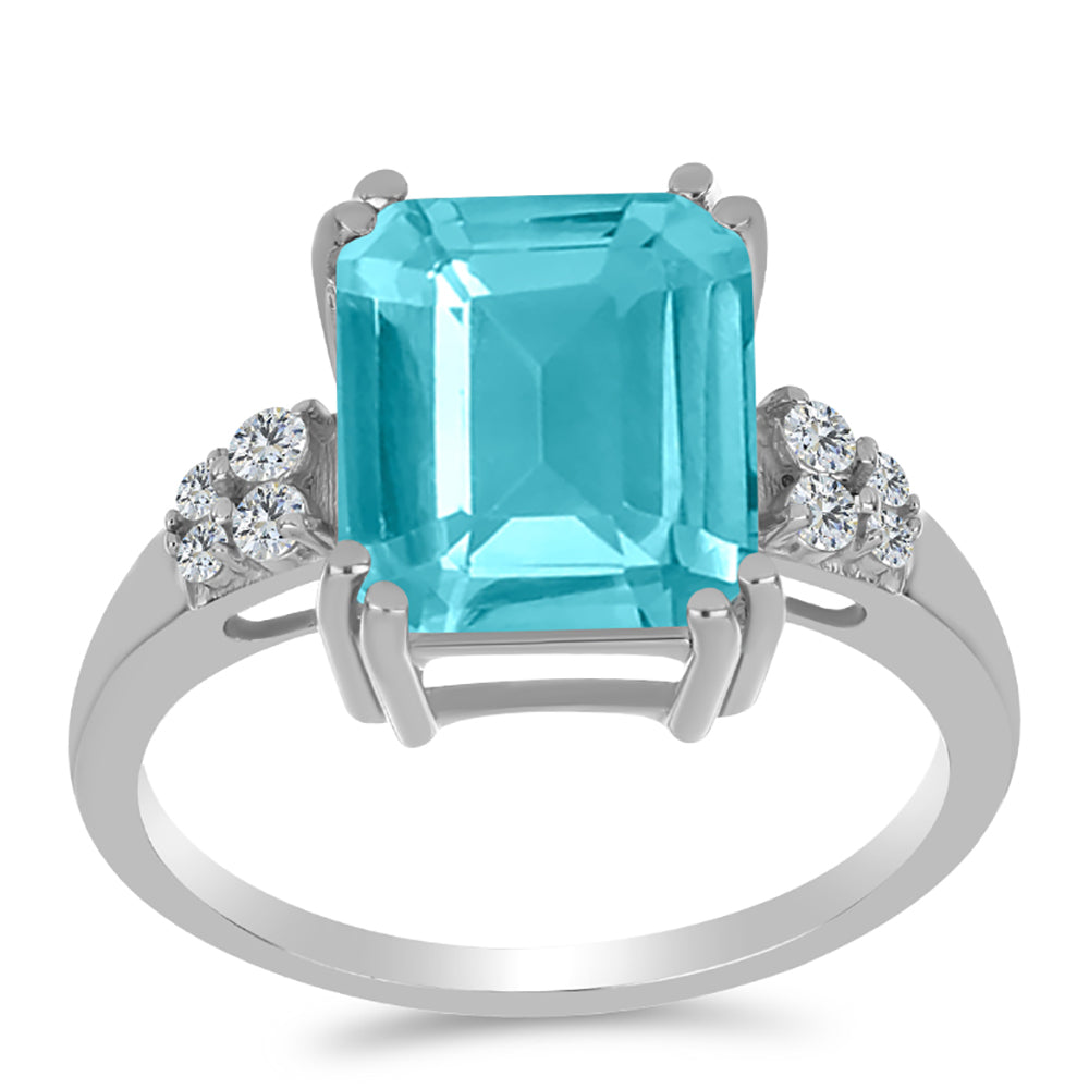 Anillo de Plata con Cuarzo Paraiba y Topacio Blanco 3 