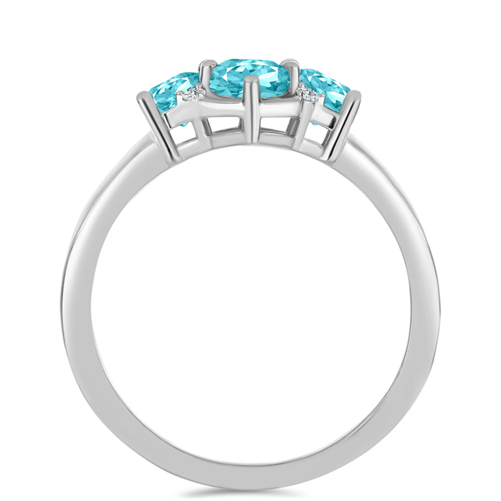 Anillo de Plata con Cuarzo Paraiba y Topacio Blanco 2 