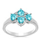 Anillo de Plata con Cuarzo Paraiba y Topacio Blanco