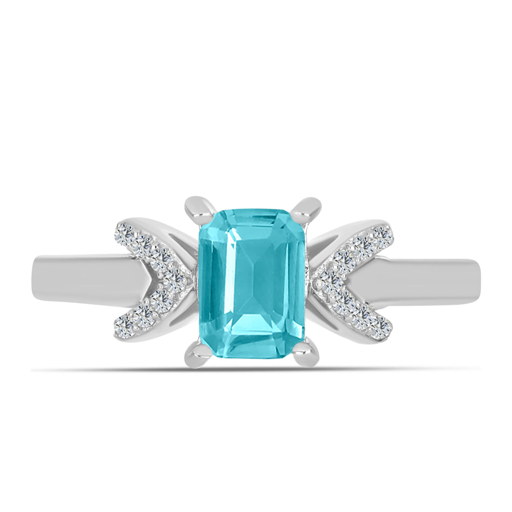 Anillo de Plata con Cuarzo Paraiba y Topacio Blanco 1 