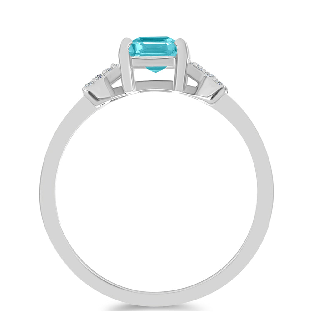 Anillo de Plata con Cuarzo Paraiba y Topacio Blanco