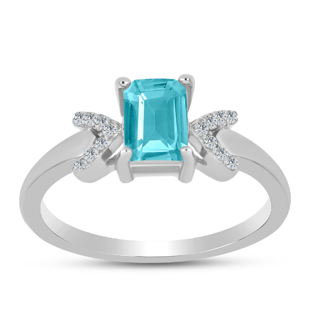 Anillo de Plata con Cuarzo Paraiba y Topacio Blanco 3 