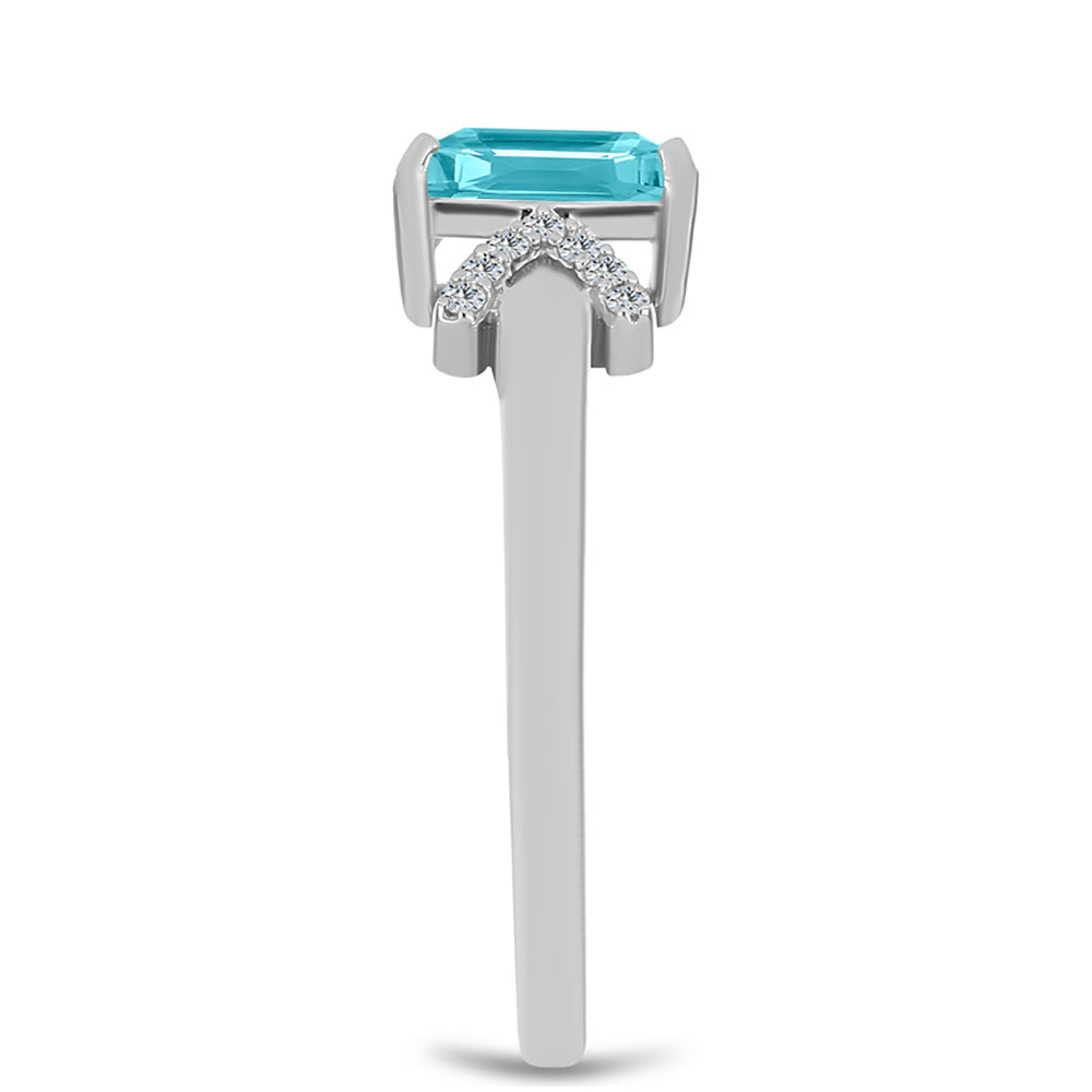 Anillo de Plata con Cuarzo Paraiba y Topacio Blanco