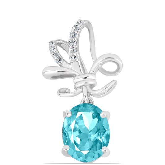 Colgante de Plata con Cuarzo Paraiba y Topacio Blanco