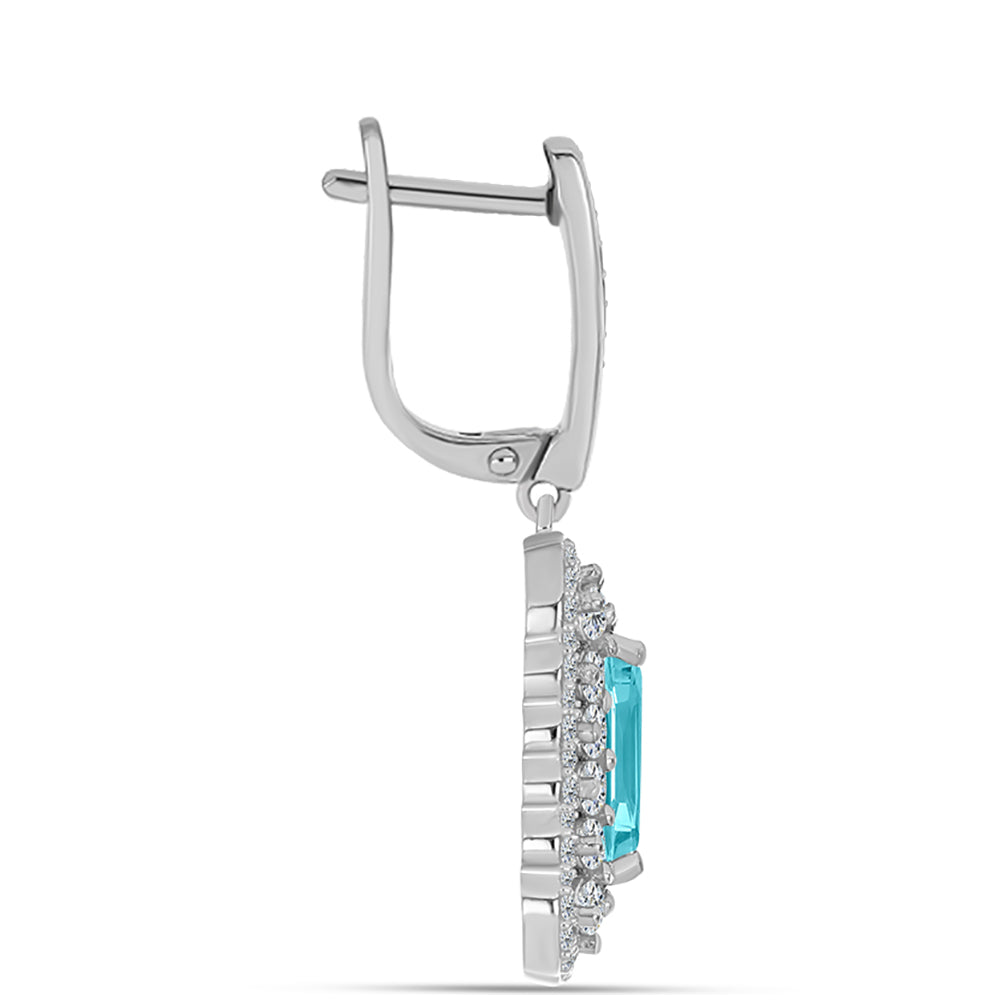 Pendientes de Plata con Cuarzo Paraiba y Topacio Blanco 3 