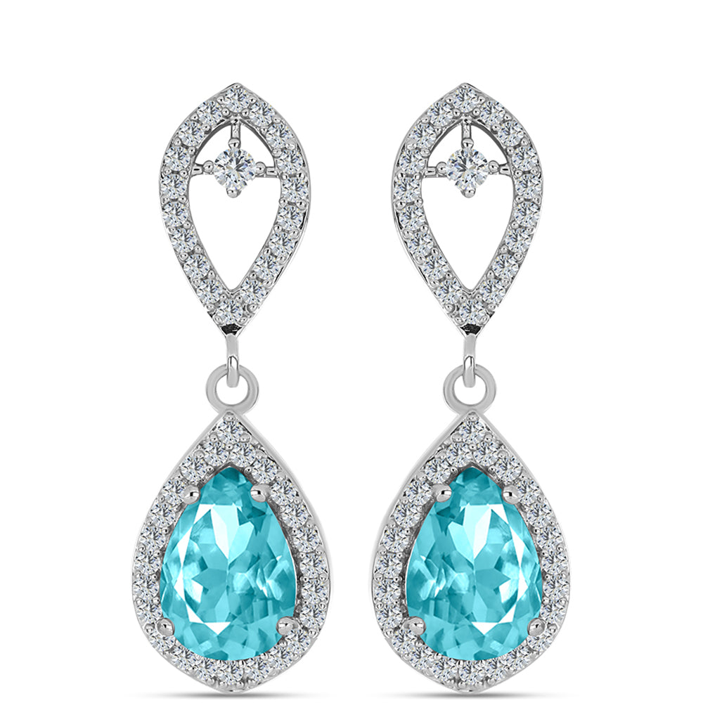 Pendientes de Plata con Cuarzo Paraiba y Topacio Blanco 1 