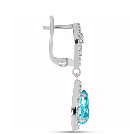 Pendientes de Plata con Cuarzo Paraiba y Topacio Blanco