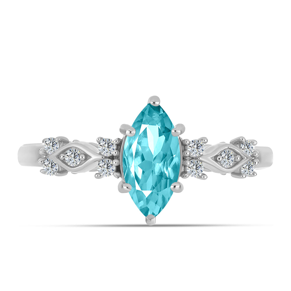 Anillo de Plata con Cuarzo Paraiba y Topacio Blanco 1 