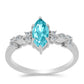 Anillo de Plata con Cuarzo Paraiba y Topacio Blanco