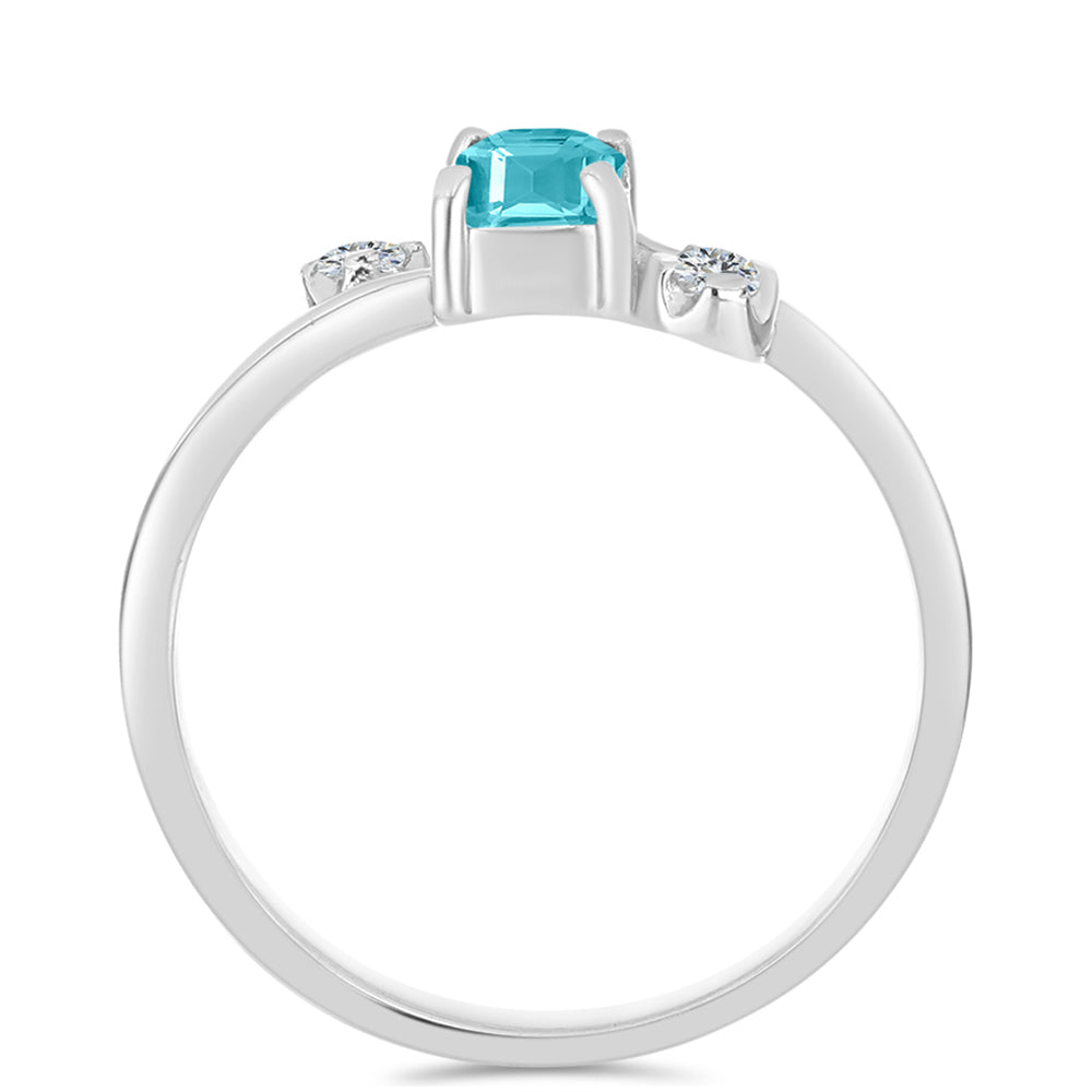 Anillo de Plata con Cuarzo Paraiba y Topacio Blanco 2 