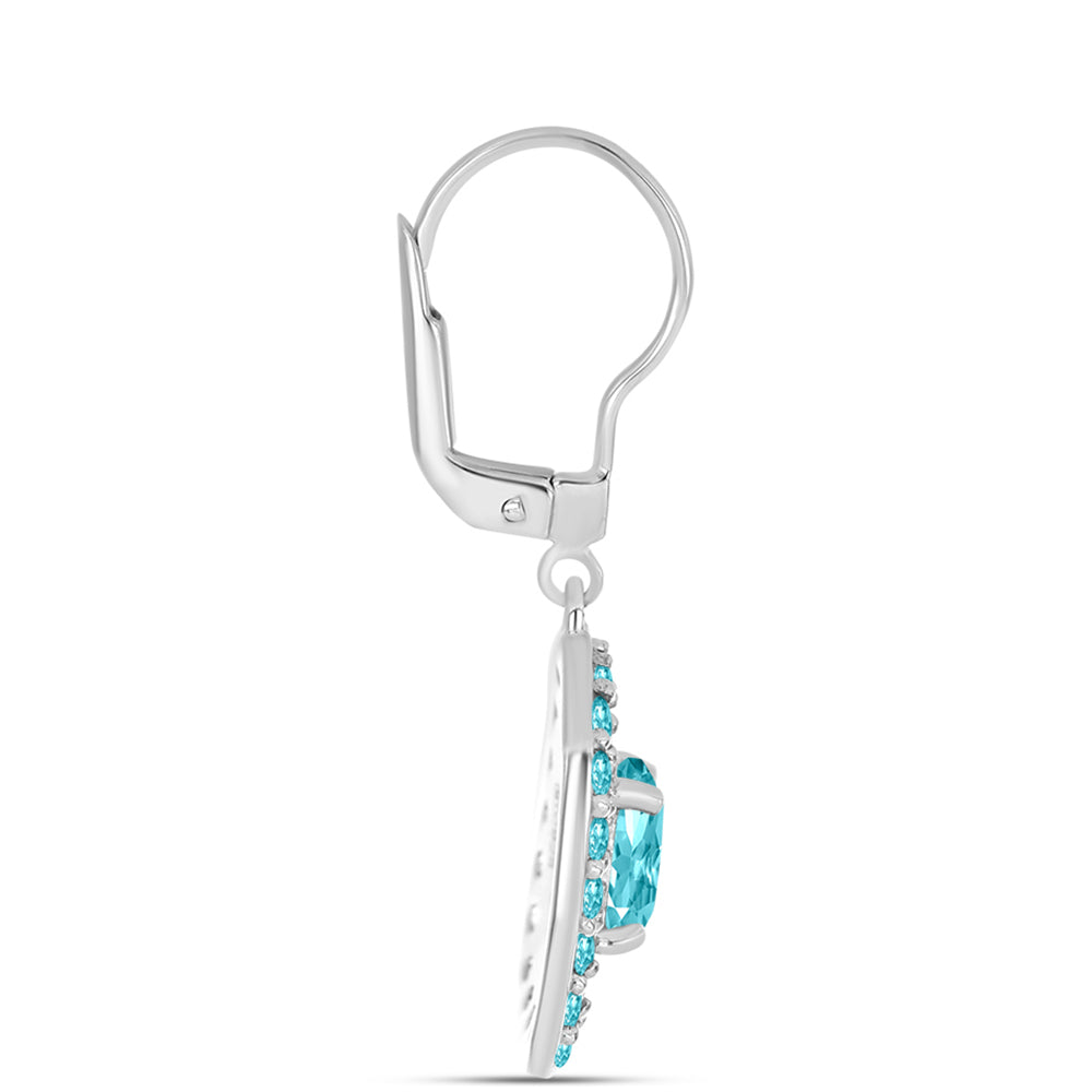 Pendientes de Plata con Cuarzo Paraiba y Topacio Blanco