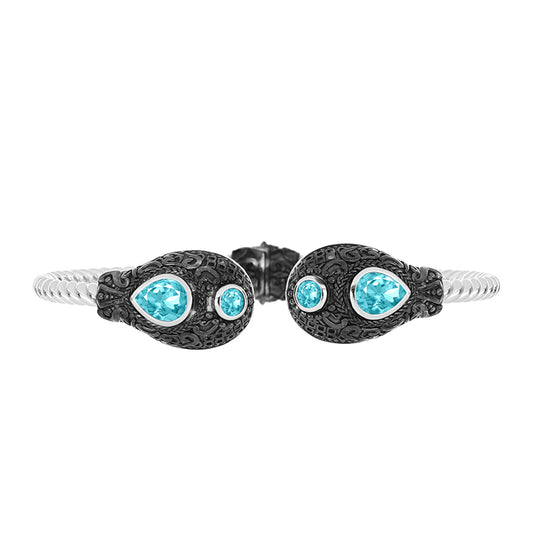 Brazalete de Plata con Cuarzo Paraiba