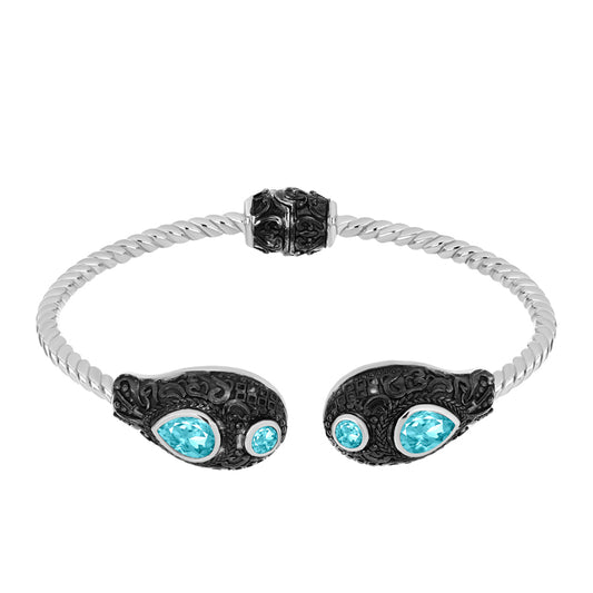 Brazalete de Plata con Cuarzo Paraiba
