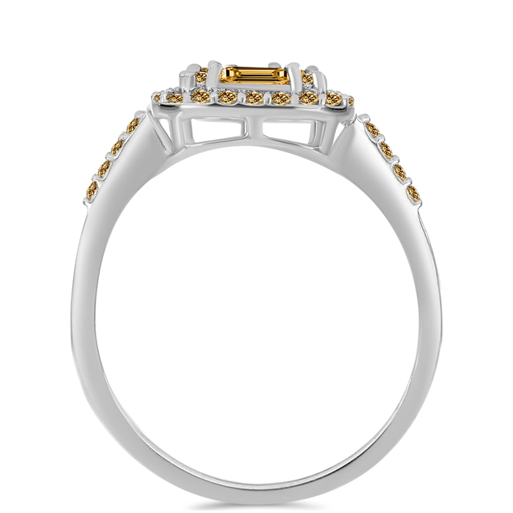Anillo de Plata con Moisanita Champagne