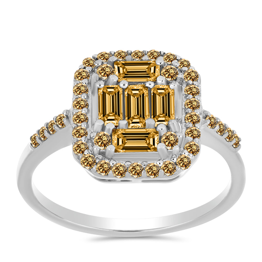 Anillo de Plata con Moisanita Champagne