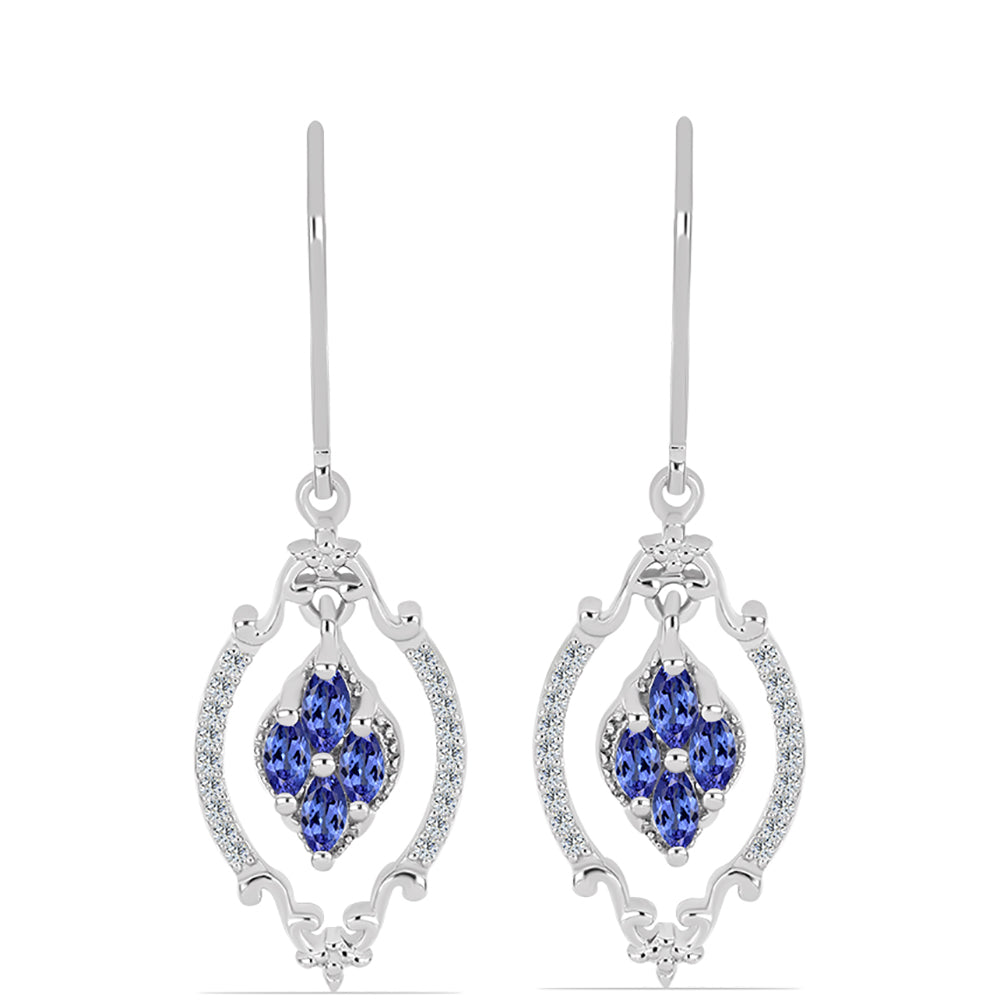 Pendientes de Plata con Tanzanita AAA y Topacio Blanco 1 