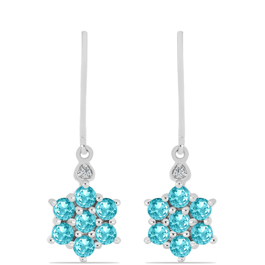 Pendientes de Plata con Cuarzo Paraiba y Topacio Blanco
