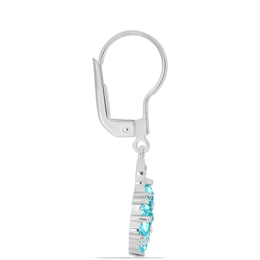Pendientes de Plata con Cuarzo Paraiba y Topacio Blanco